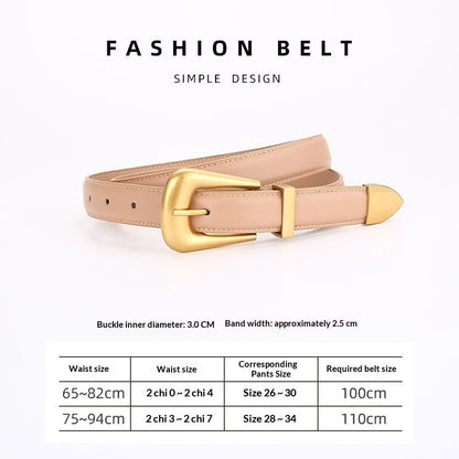 Womens Retro Unisex Fashion Versatile Square-buckle Leather Belt