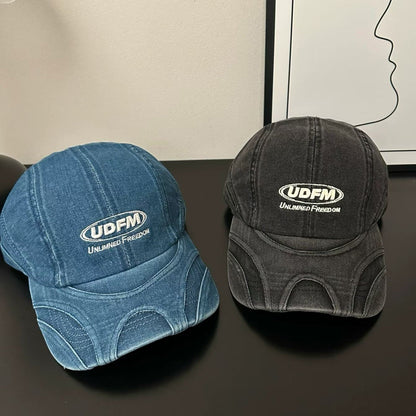 American-style Vintage Water-washed Texture Baseball Cap With Three-dimensional Letters And Curved Brim Baseball Cap For Casual Wear, Versatile And Adjustable, Trendy