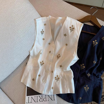 Elegant Relaxed-fit Versatile V-neck Waistcoat Vest