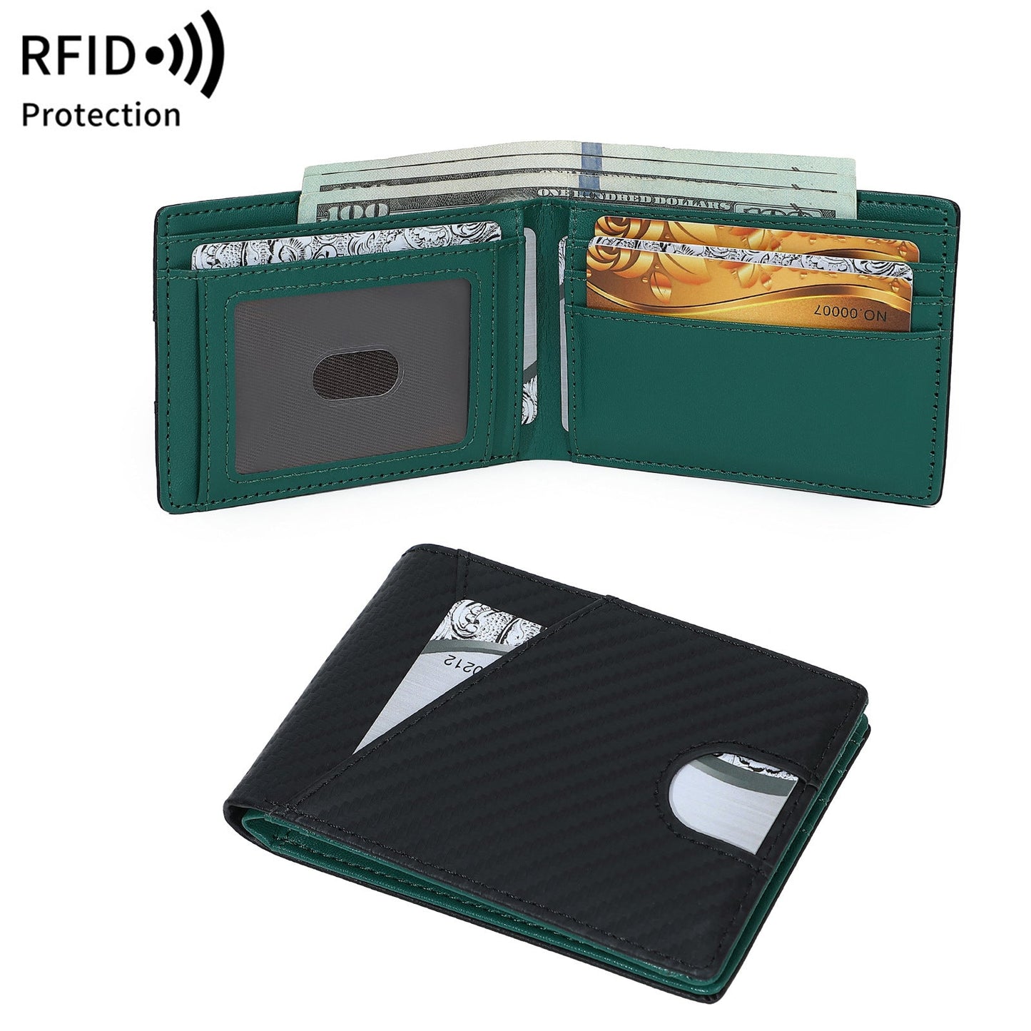 Ultra-thin Carbon-Fiber-Textured Mens Wallet