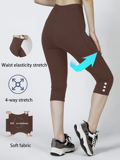 Capri Leggings For Women High Waisted Capris Tummy Control Yoga Pants With Pockets Workout Cycling Tights
