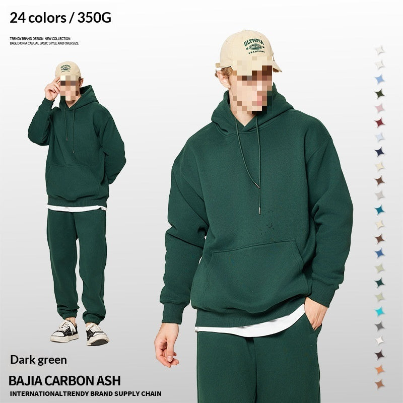 Solid-color Fleece-lined Hoodie For Teens Mens Style