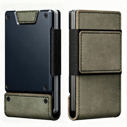 Metal And Leather Pull-Out Mens Wallet