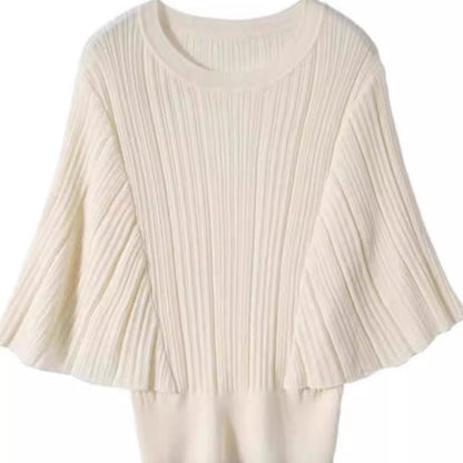 Womens French-style Batwing-sleeve Knit Short-sleeve Top