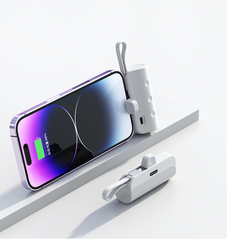 Mini Emergency Power Bank – 3300mAh Portable Charger with Built-In Cable