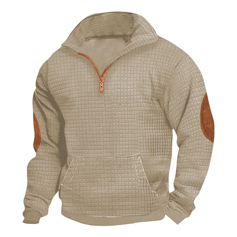 Mens Plaid Zippered Cardigan Casual Sweatshirt