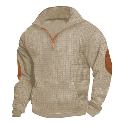 Mens Plaid Zippered Cardigan Casual Sweatshirt
