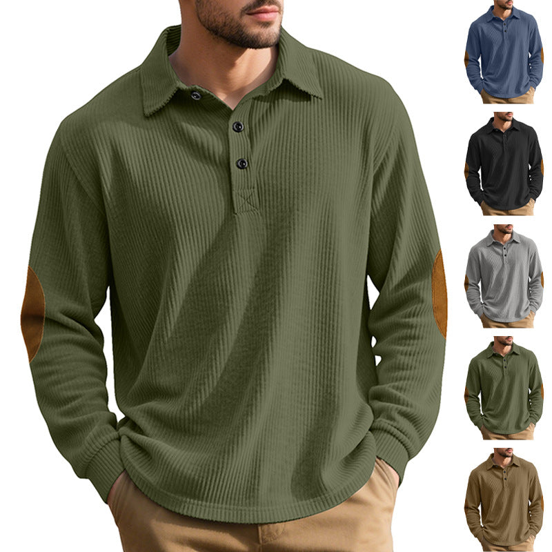 Cross-border Foreign Trade Jacquard Sweatshirt, New Amazon Spring & Autumn Men's Loose Pullover With European & American Style Collar And Elbow Pads