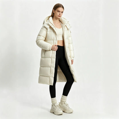 Long Hooded Padded Over-the-knee Cotton Coat