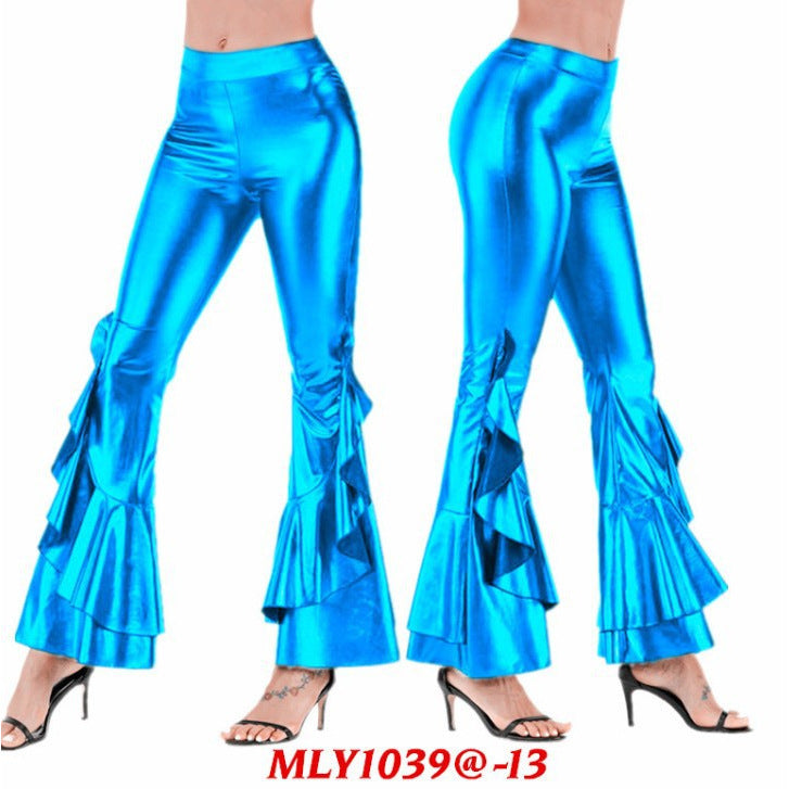 Women's Slim-fit Leather Bell-bottom Pants