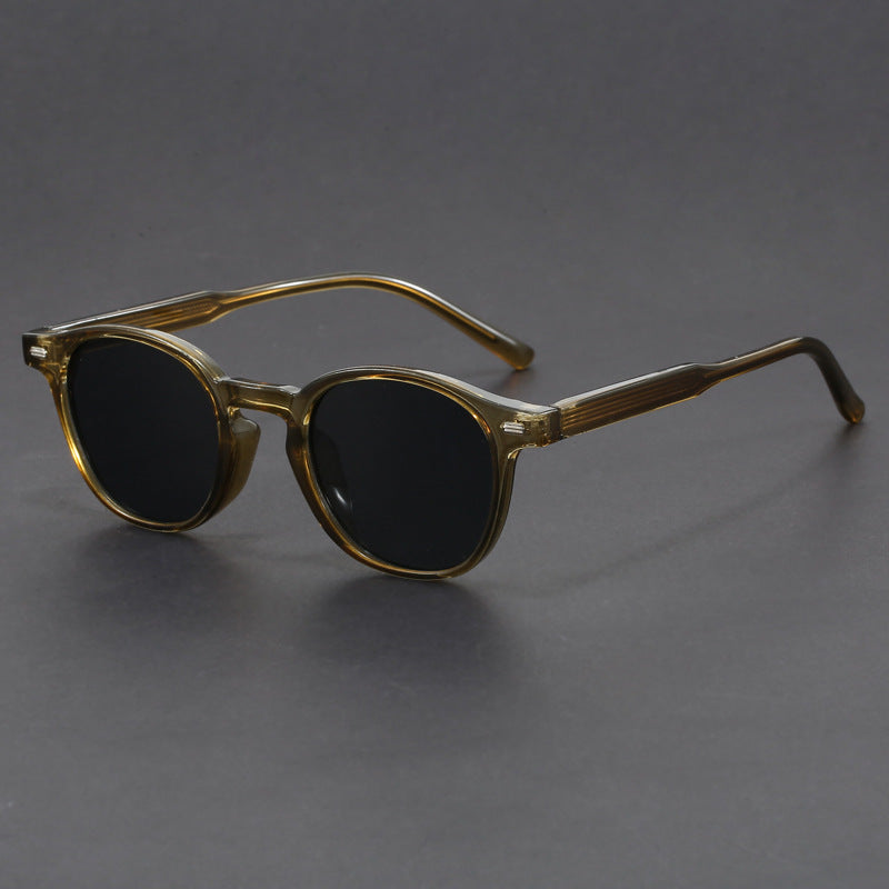Small-face Green-frame Gradient Tea-colored Sunglasses Stylish Unisex Design With UV Protection