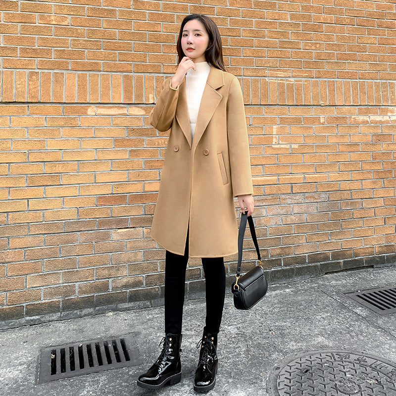 Womens Stylish Double-faced Cashmere Coat