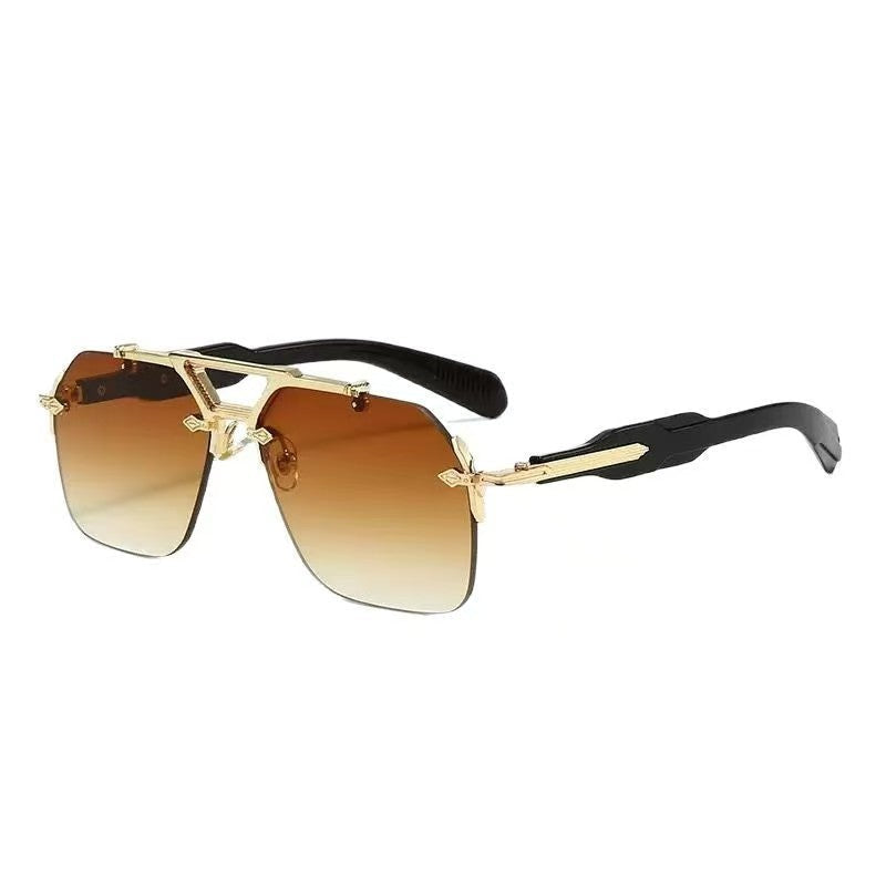 Double-bridge Frameless Metal Sunglasses