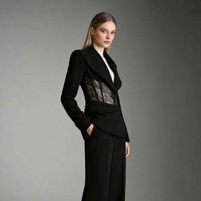 Lace Boning Waist-Cinching Blazer For Women