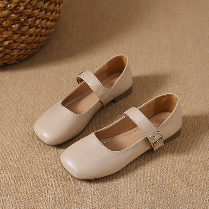 Women's Square Toe Vintage Low Cut Mary Jane Flats, 2026 Spring Autumn New Arrival, Elegant Commuter Fashion Buckle Strap Dress Shoes