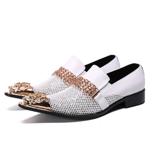British Pointed Inner Height Increasing Leather Shoes