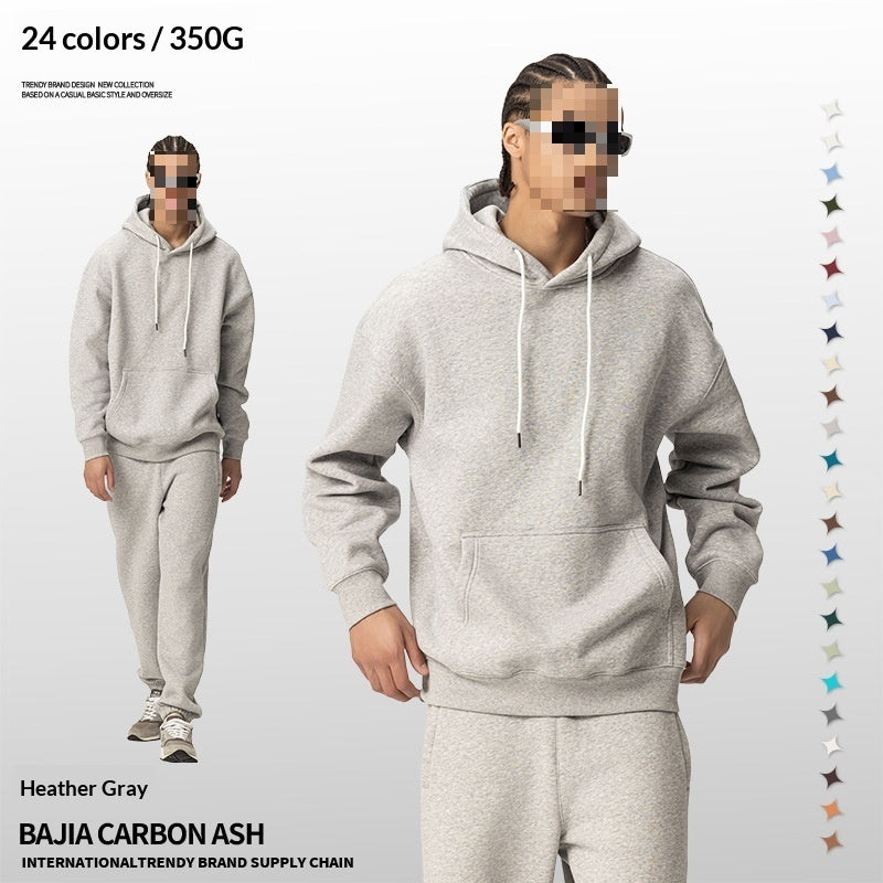 Solid-color Fleece-lined Hoodie For Teens Mens Style
