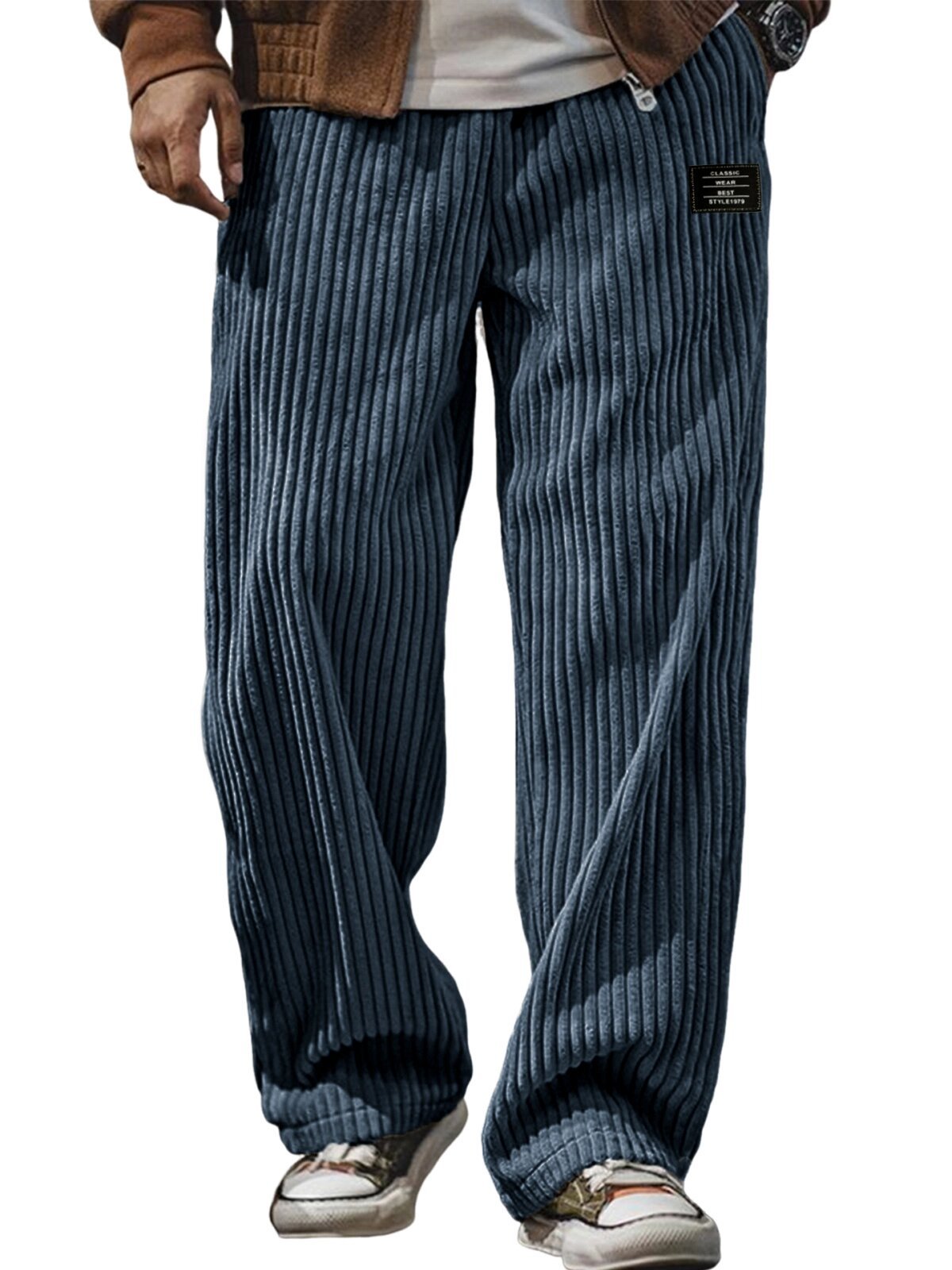 Pocket-embroidered Black-label Loose Straight-leg Casual Pants