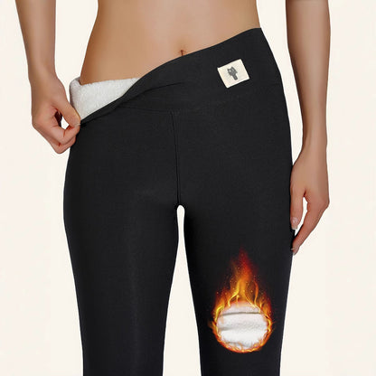 Womens High-Waisted Embroidered Cat Fleece-Lined Leggings