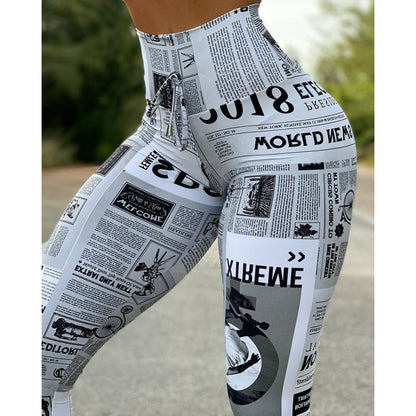European And American Fashion News Times Digital Printed High Waist Stretch Yoga Pants Running Pants Leggings Slim Fit