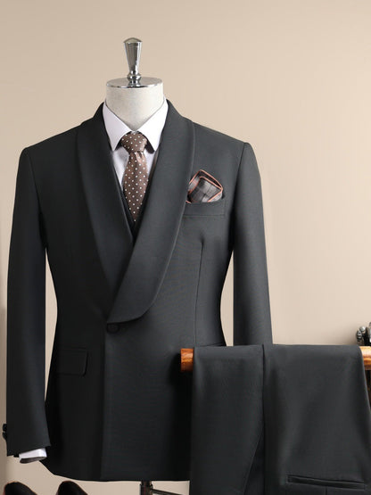 Men Taupe Shawl Lapel One Button 2 Pieces Suit Blazer & Pants Set
