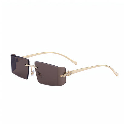 Womens High-end, Diamond-embellished, Curved, Rimless Sunglasses In European And American Style
