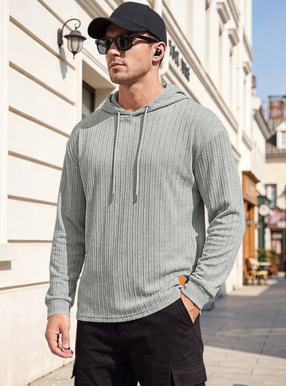 Mens Jacquard Half-zip Hoodie Pullover Knitwear