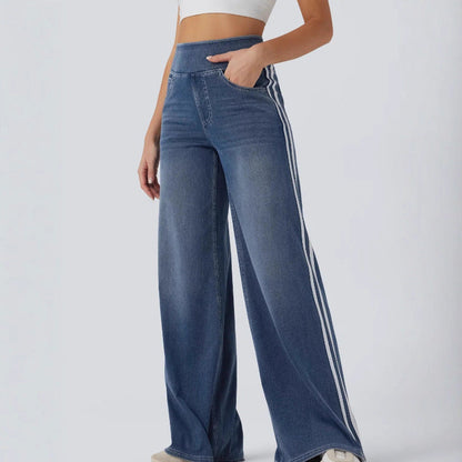 Loose-fit Two-stripe Versatile Floor-length Pants