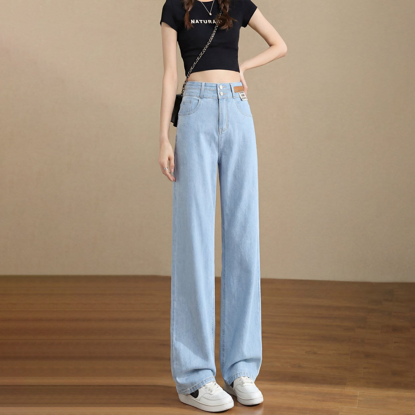 Summer Thin High-Waisted Drapey Wide-Leg Loose Tencel Soft Denim Jeans For Women