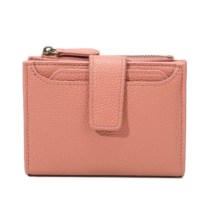 Functional Coin Purse With A Ring-bound Leather Wallet For Women