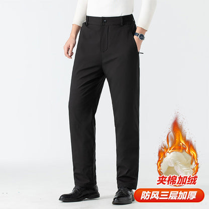 Winter Middle-aged And Elderly Cotton Pants Fleece-lined Thickened Men's Pants Outer Wear Casual Pants Graphene Warm Lambswool Men's Sports Pants