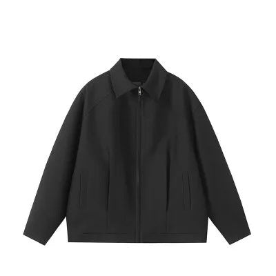 New Versatile Zipper Spring And Autumn Fashion Simple Jacket Coat Japanese Black