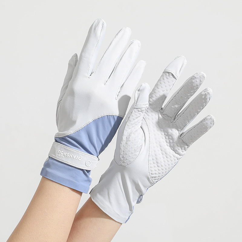 Sunscreen For Women Summer Ice-Feel Two-Finger Cut UV-Protective Thin Gloves