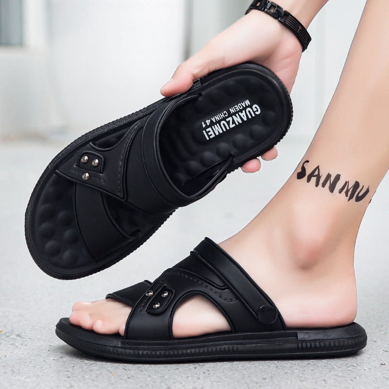 Mens Sandals Leather Platform Design Dual-purpose For Beach And Outdoor Wear