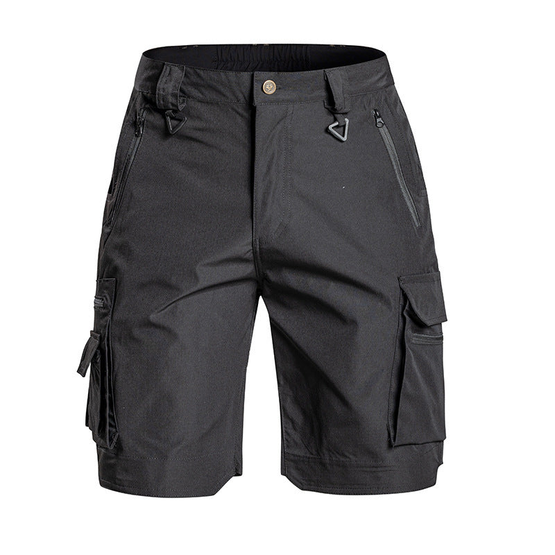 Summer Thin Slightly Elastic Five-Point Pants Outdoor Waterproof Tactical Pants Multi-Pocket Color-Blocking Work Shorts
