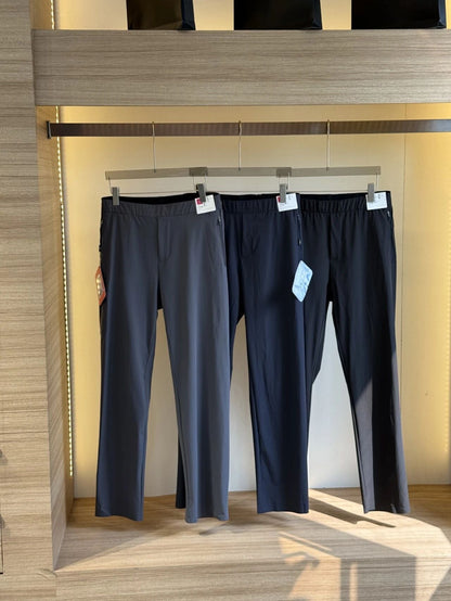 Men Quick Dry Functional Casual Pants Stretch Zipper Pocket Trousers Business Commute Outdoor Athletic Pants Early Fall Wear
