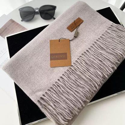 Womens Thickened Fashionable Solid-Color Tassel Scarf