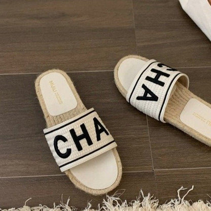 Women's Fairy Style Flat Slippers Summer Outdoor Fashion New One Strap Slide Sandals For Dress Matching