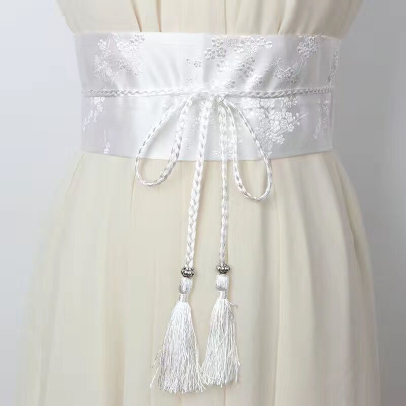Retro Embroidered Wide Waistband Traditional Chinese Style Hanfu Womens Cloth Belt Decoration