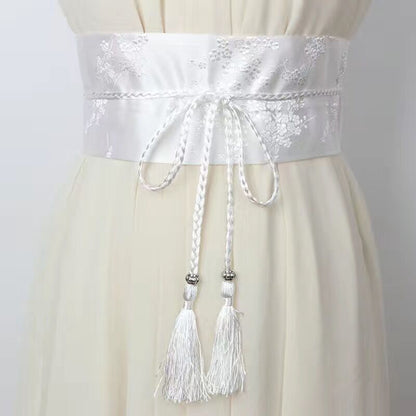 Retro Embroidered Wide Waistband Traditional Chinese Style Hanfu Womens Cloth Belt Decoration