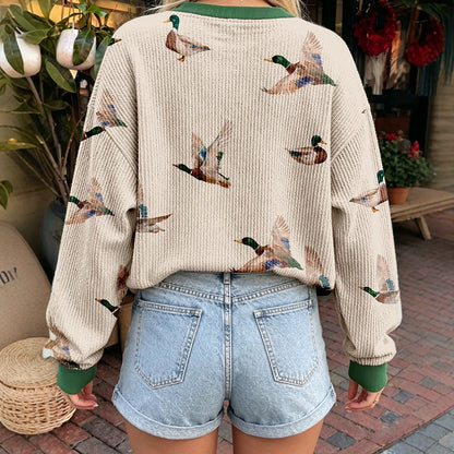 Womens Relaxed-fit Pullover Sweatshirt With An Animal Print