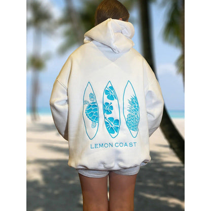 Womens Letter-Print Drop-Shoulder Sweatshirt