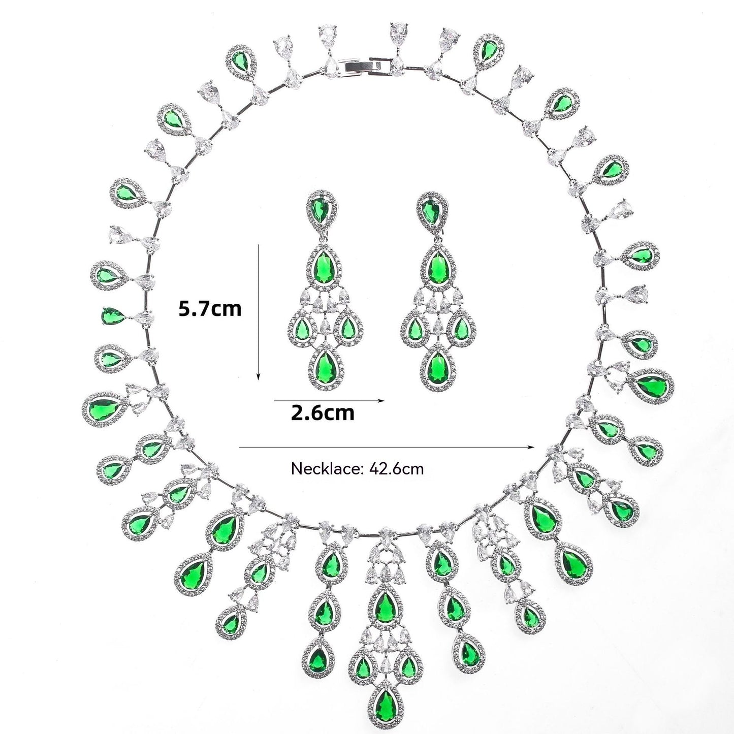 Women's Fashion Water Drop Zircon Necklace Earrings Set