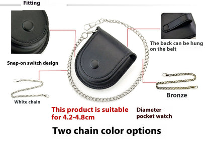 New Black 181 Retro Denim Leather Pocket Watch