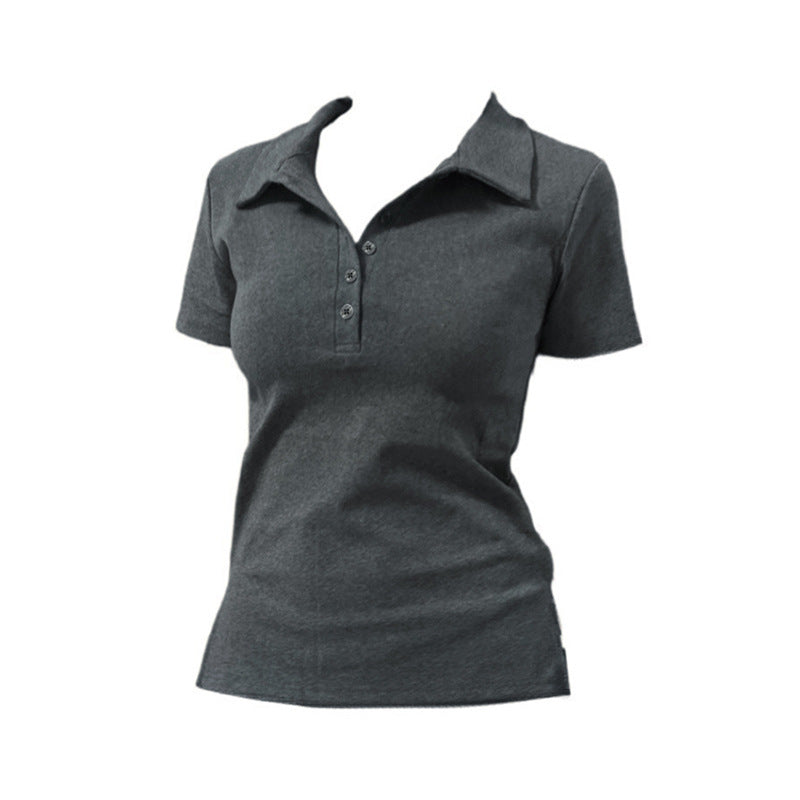 Womens Slim-fit Figure-flattering Versatile Short-sleeve Top