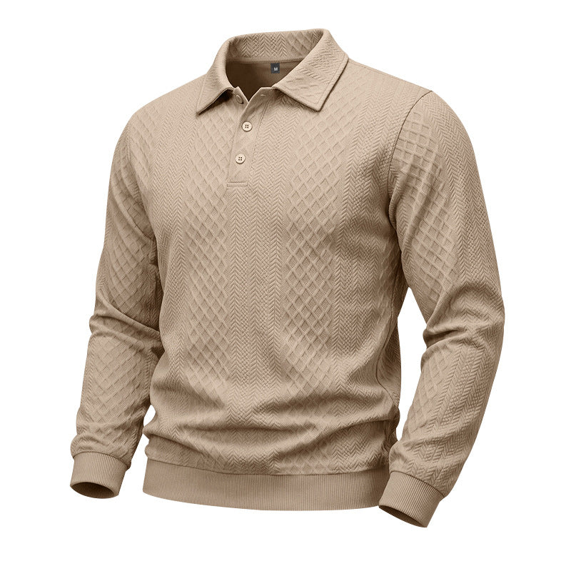 Mens Relaxed Fit Jacquard Textured Casual All Matching Long Sleeve Hoodie