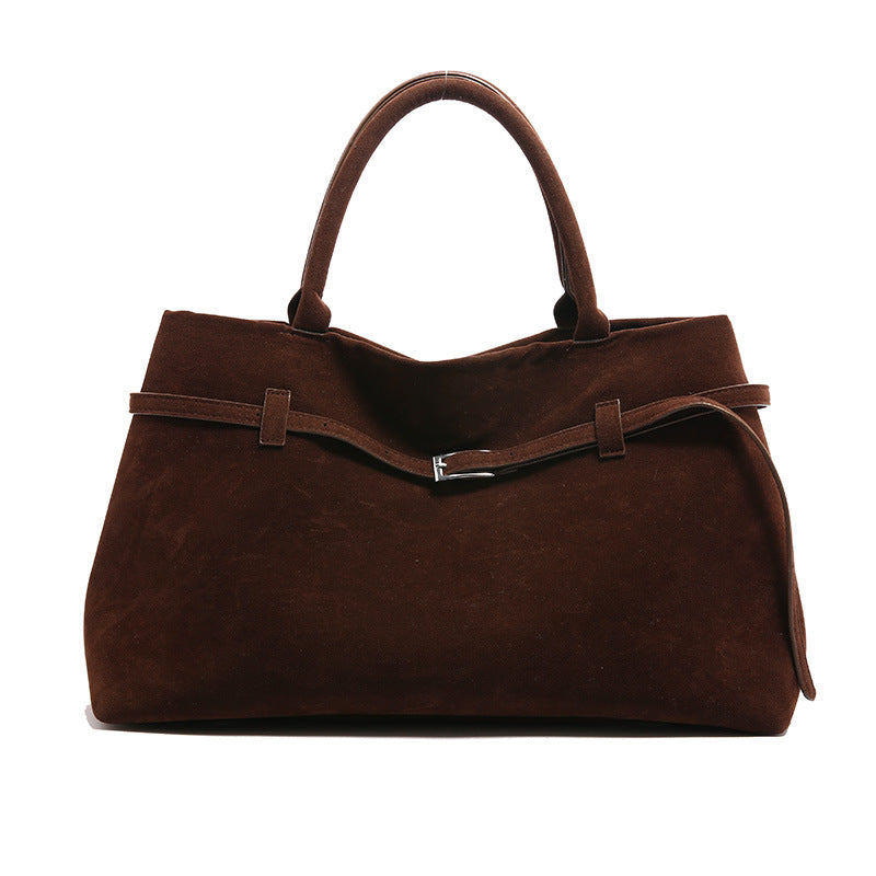 Hot Sale Decorative Design Solid Faux Suede Handbag Large Capacity Casual Tote Bags For Women Tote Design Portable Shoulder Bag