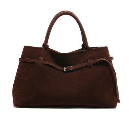Hot Sale Decorative Design Solid Faux Suede Handbag Large Capacity Casual Tote Bags For Women Tote Design Portable Shoulder Bag