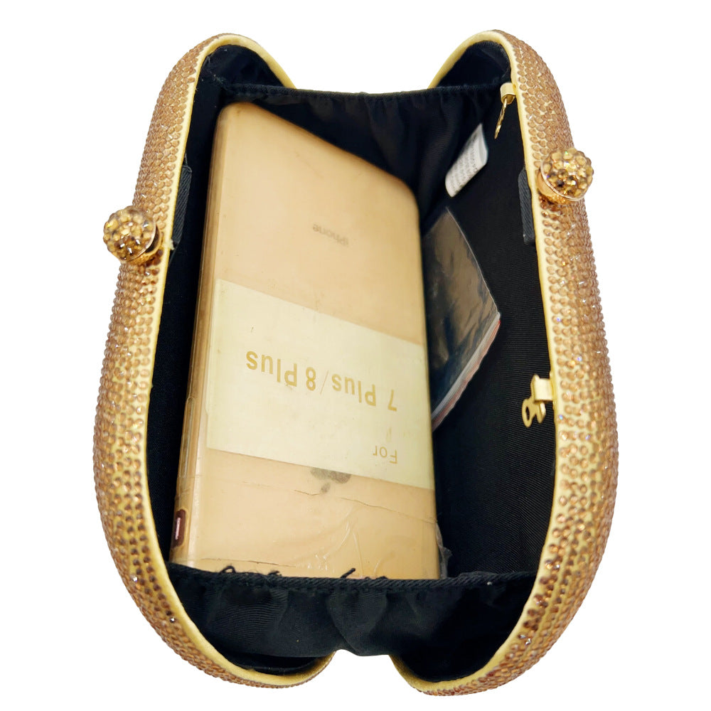 Hot-studded Evening Clutch With A Chain Strap For Banquets