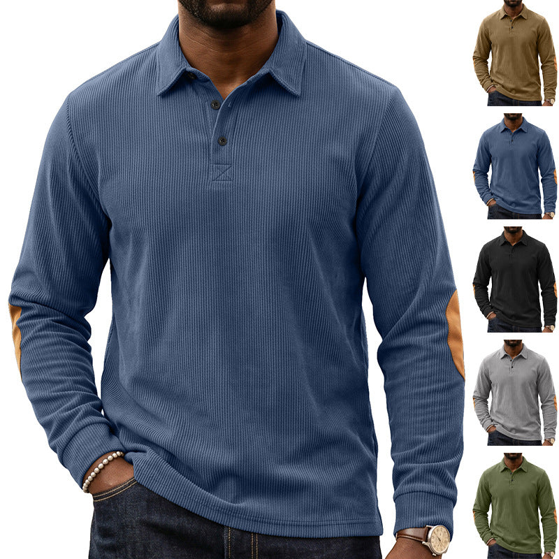 Mens Corduroy Sweatshirt With A Button-front Closure And Lapel